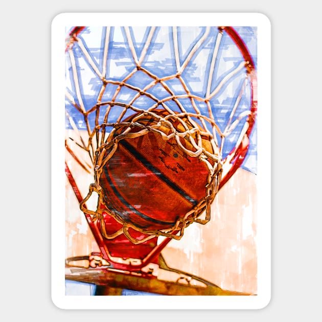 Basketball Hoop Action Marker Sketch. Sticker by ColortrixArt